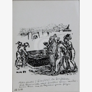 Sieben Zeichnungen Mrchen aus 1001 Nacht - Sindbad der Seefahrer 1-7